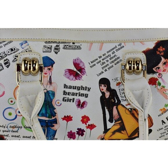 Galian New York White Faux Leather Haughty Bearing Girl Cross Body Shoulder Bag - Picture 3 of 13